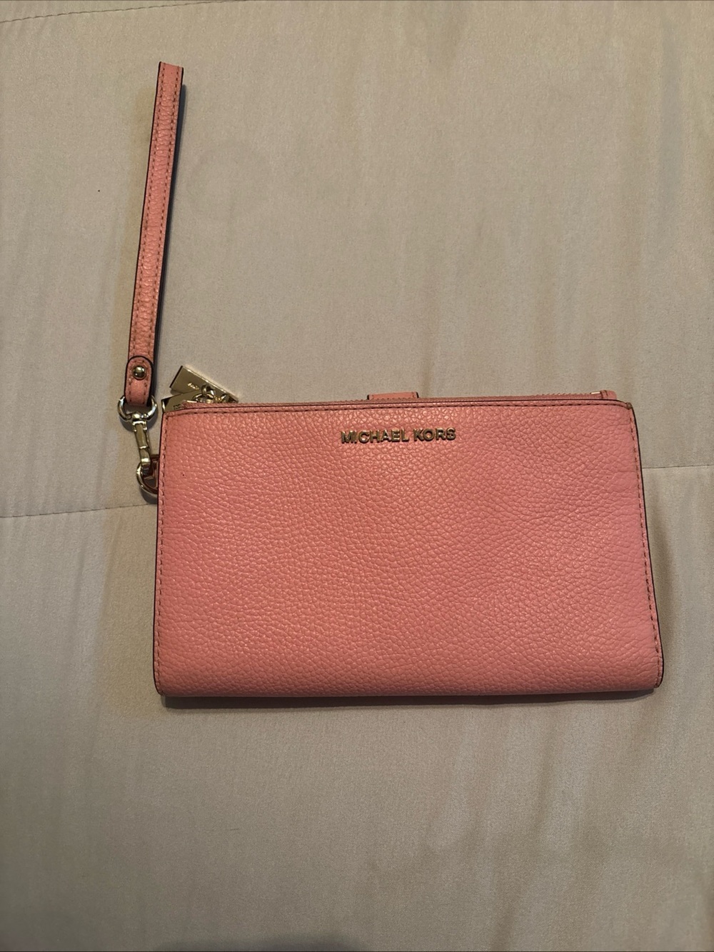 MICHAEL KORS Adele Jet Set logo double zip leather phone wallet wristlet